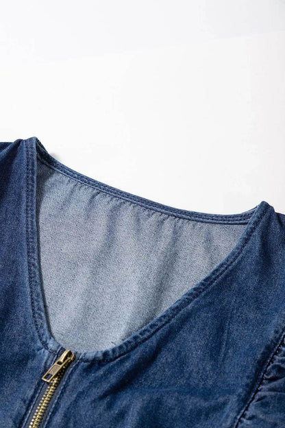 Denim Ruffled Zipped Front Belted Romper Trendsi a963f1d4-fc01-460c-8564-03780919ac9f-Max-Origin