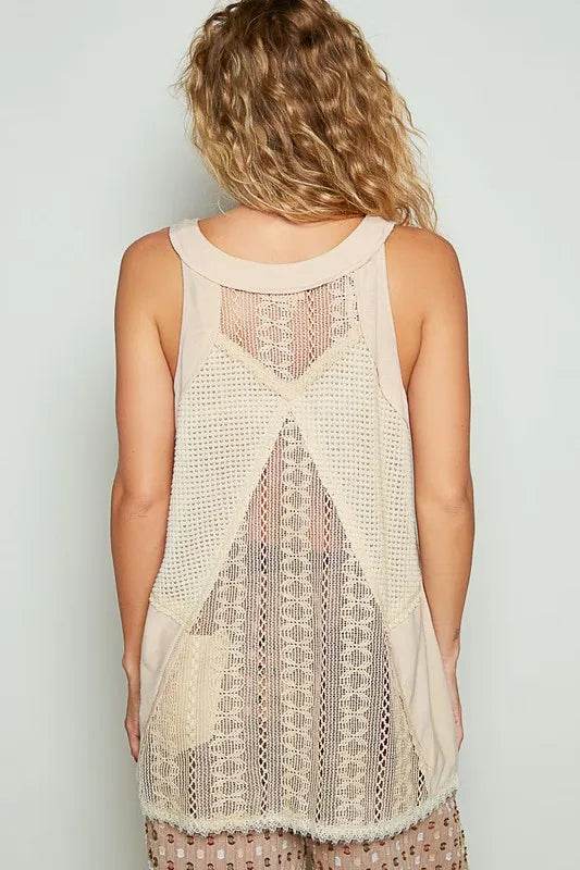 POL Lace Up Crochet Lace Tank Trendsi a9678dc6-5ea8-4166-b4b7-31519e4f23c3-Max