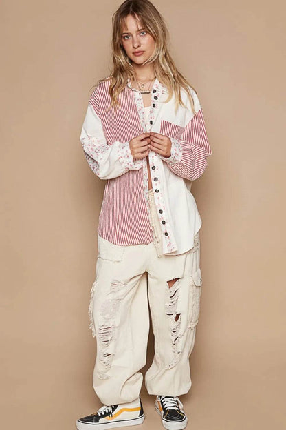 POL Long Sleeve Embroidered Print Patch Pocket Shirt Trendsi a96c0fdf-c0c5-48bf-adbf-852ea6af6238-Max