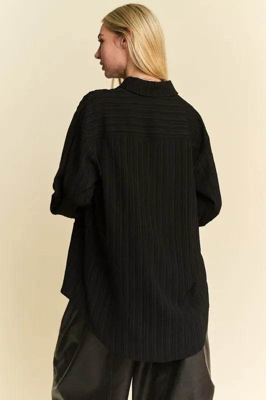 Davi & Dani Crinkled Jacquard Button Down Shirt Trendsi a98d7829-4dce-470c-8a85-92f37e43ceea-Max