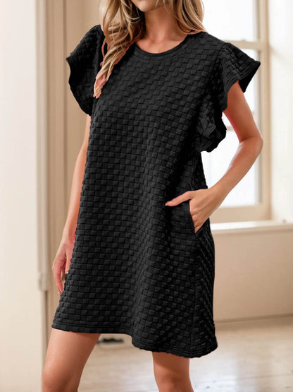 Textured Ruffle Sleeve Casual Summer Dress Black Trendsi a9bcb2e36b2445b59acd1f81c1d3fed8-Max-Origin
