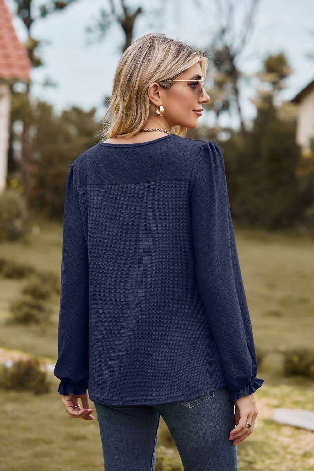 Round Neck Puff Sleeve Blouse Trendsi a9c34cea19604a758b3a7ffa1f12dd58-Max