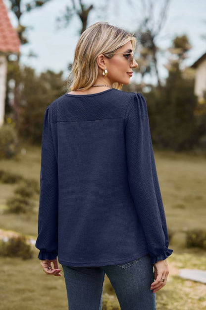 Round Neck Puff Sleeve Blouse Trendsi a9c34cea19604a758b3a7ffa1f12dd58-Max