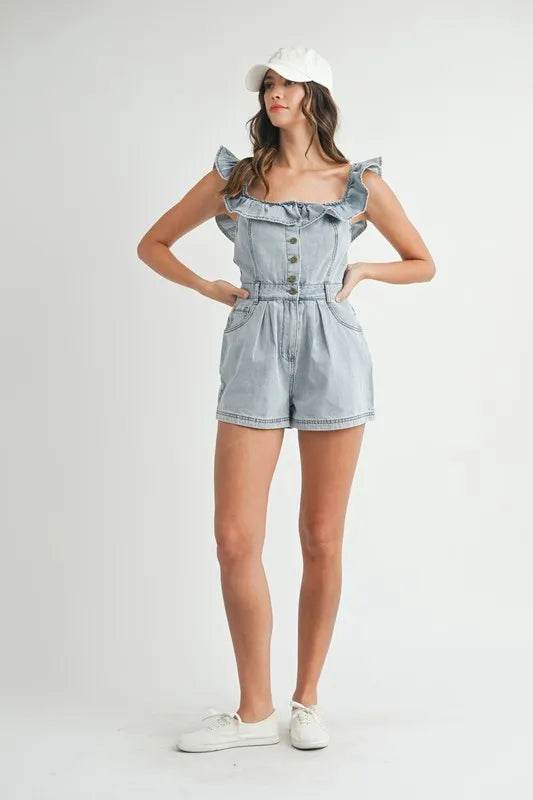 MABLE Off Shoulder Ruffle Detail Denim Romper Trendsi a9c3d5184da344579dd6d0df5c873baa-Max-Origin