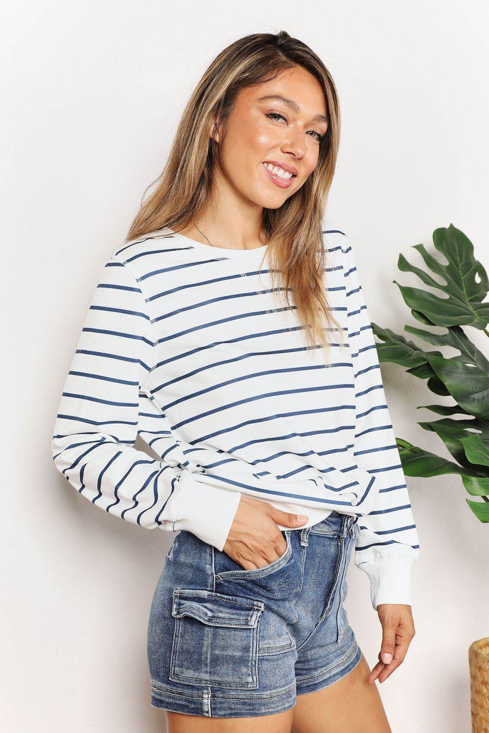 Double Take Striped Long Sleeve Round Neck Top Trendsi a9fdf21ef08c4129b7dc3a342c9ee44d-Max