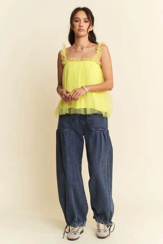 Davi & Dani Shirred Ruffle Strap Tulle Babydoll Top Trendsi aa008e76ac5b4ff8a41297321ac8b10c-Max-Origin