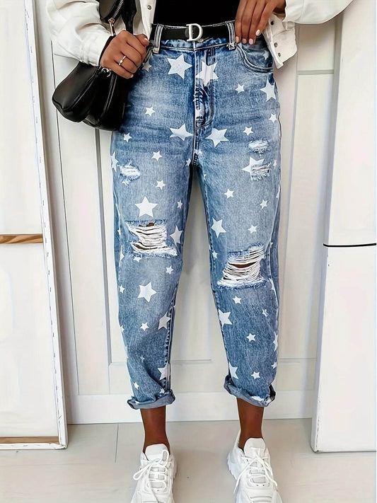 Star Print Distressed High Waist Boyfriend Jeans Trendsi aa0e617ec03a410895622a83c4a22886-Max-Origin