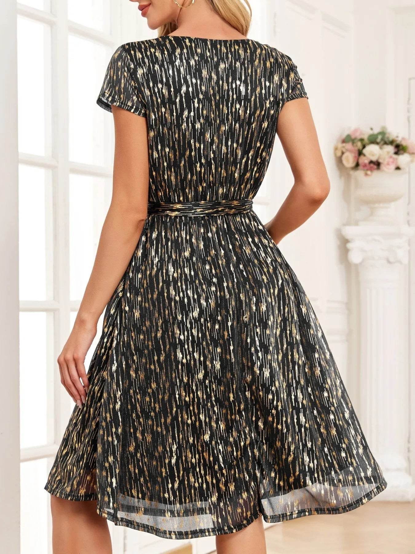V-Neck Metallic Print Dress Trendsi aa50c852-7054-4211-8a99-a6197cb12ad3-Max-Origin