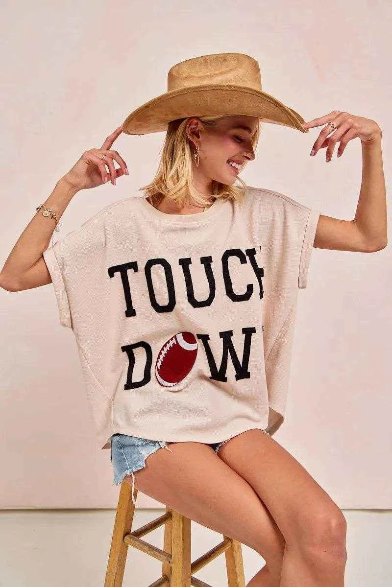 BiBi Game Day Touchdown Letter Patches Waffle Short Top Trendsi aa905ede975a4251b203c0555b47c3d2-Max-Origin