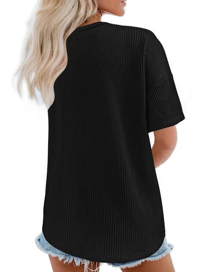 Ribbed V-Neck Oversized T-Shirt Trendsi aaa84aabcf4945bfb6e174e39e4cf1ec-Max-Origin