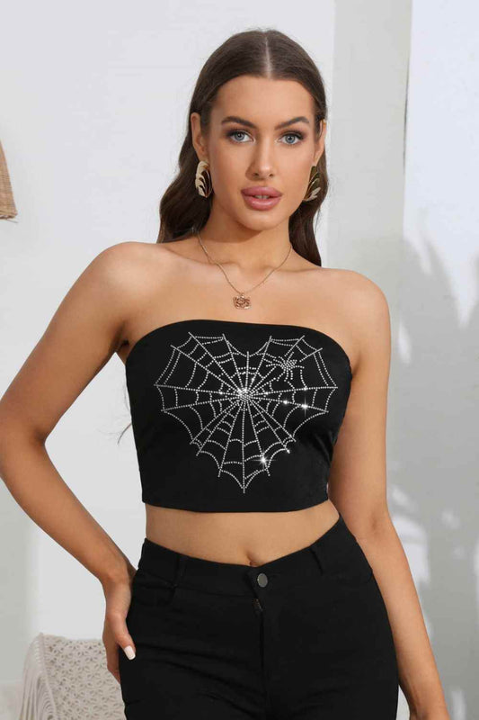 Heart Spider Web Graphic Tube Top Black Trendsi aab5d249a4414898b481ac5b85f969cd-Max
