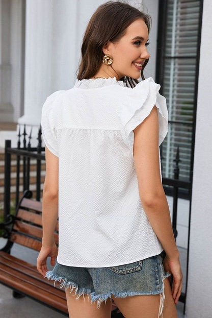 Notched Neck Butterfly Sleeve Blouse Trendsi aabe1c4d4fad4baeae379678aac5db33-Max