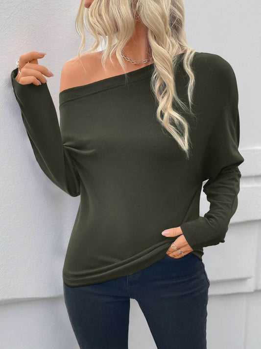 Single Shoulder Long Sleeve T-Shirt Trendsi aacb38fa703842d198a886590774e8ad-Max-Origin