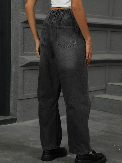Half Elastic Waist Straight Leg Jeans Medium Trendsi aadbbc38-bca7-4609-912d-db8d3910d8d3-Max
