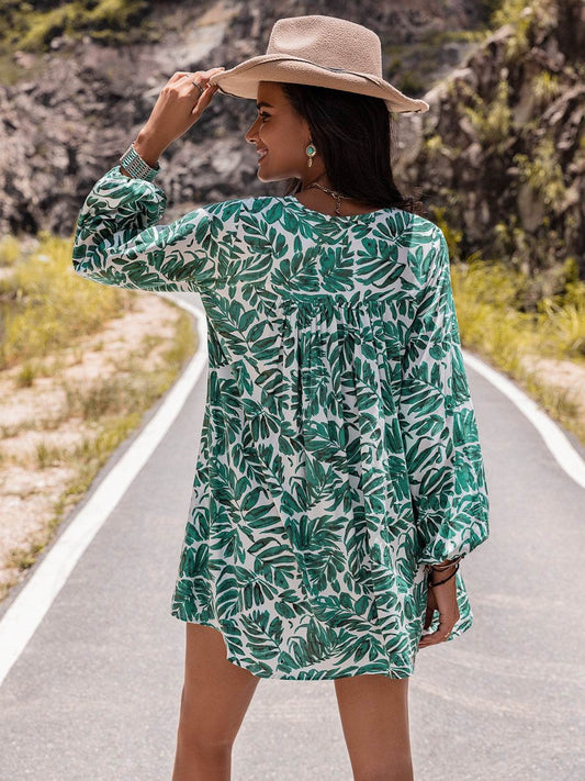 Long Sleeve V-Neck Mini Dress Trendsi aade14fc32d64760bb4e80c2a63d5027-Max