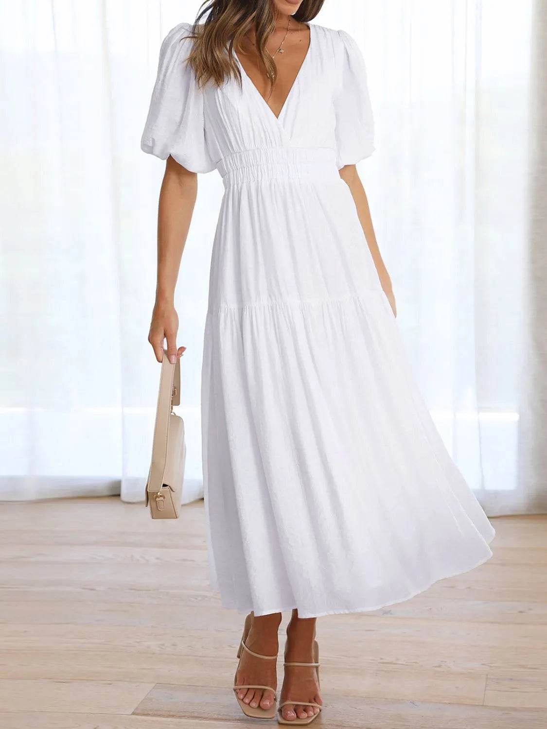 V-Neck Puff Sleeve Midi Dress Trendsi aafa91f5-90ad-4ca0-b07b-edc5ad69829f-Max-Origin