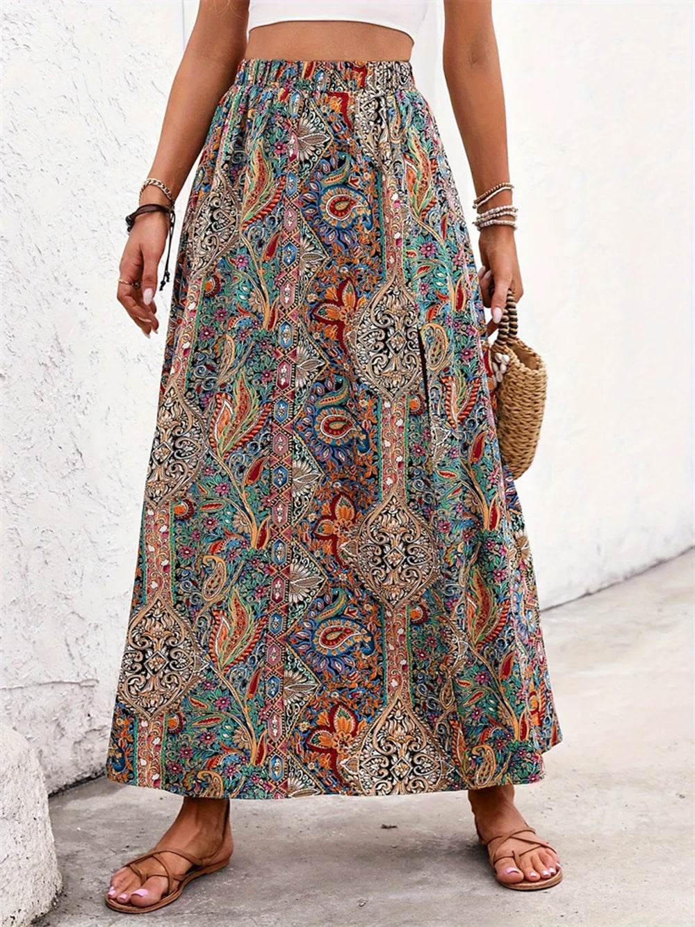 Slit Printed Elastic Waist Skirt Trendsi ab71d0c1-fd44-498d-b561-7f06511e9317-Max
