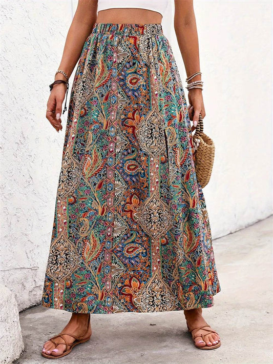 Slit Printed Elastic Waist Skirt Trendsi ab71d0c1-fd44-498d-b561-7f06511e9317-Max