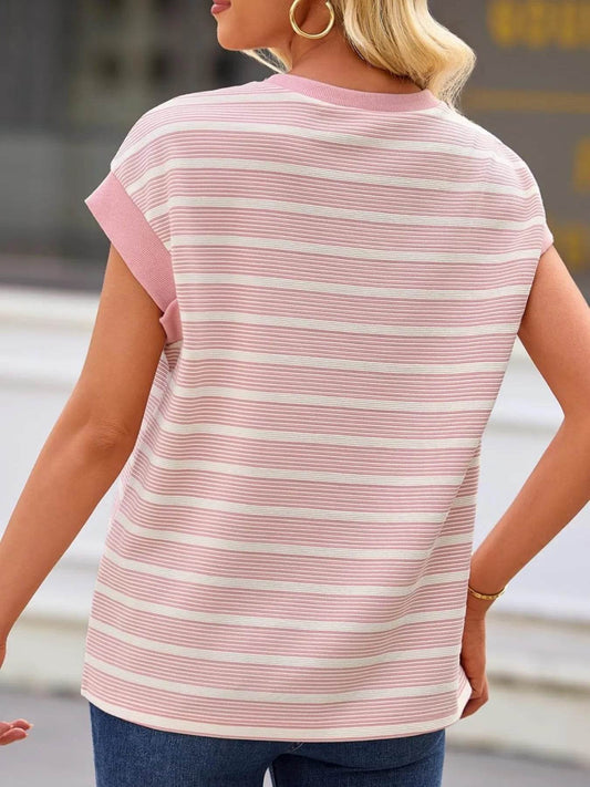 Striped Round Neck Casual T-Shirt Trendsi ab8339e1-ce67-4fd4-859b-29abfeb55e6a-Max-Origin