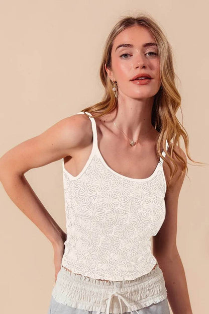 SO ME Two Tone Floral Seamless Tank Top IVORY Trendsi abb3e12008ab416a90c50bc4f3c0552b-Max-Origin