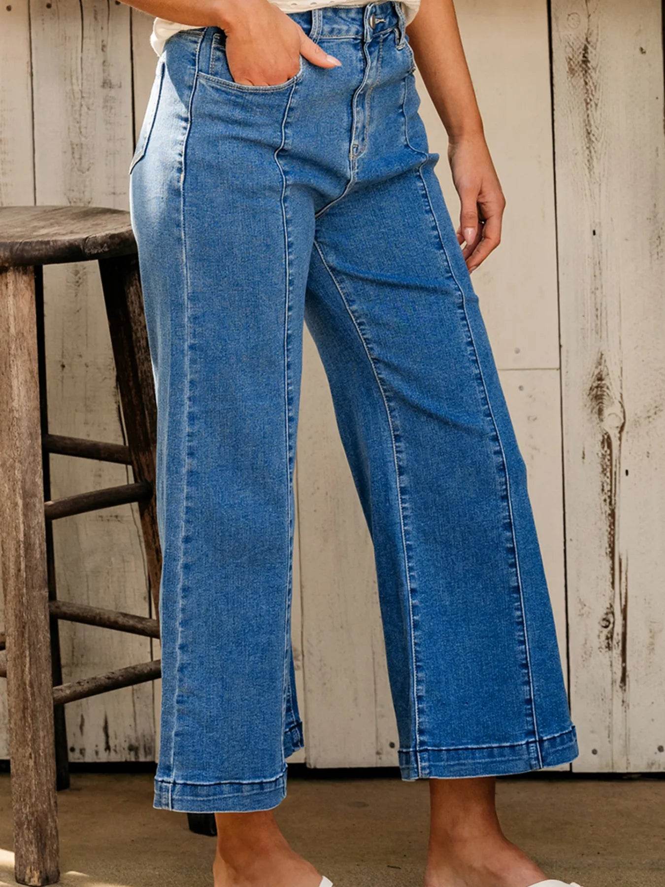 Seam Detail Flared Bottom Ankle Length Jeans Trendsi abd5c26c550e4034ac5c4484ede5021b-Max-Origin