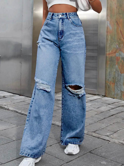 Distressed Wide Leg Jeans with Pockets Medium Trendsi ac2fc9e3-9cdf-4389-8003-984c46b8cba4-Max