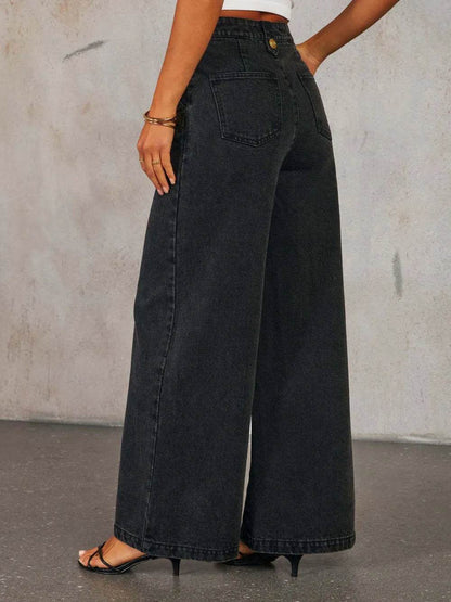 Button Decor High Rise Wide Leg Jeans Trendsi ac3e8d0d-bc4b-42bd-89c5-d3979d289aab-Max
