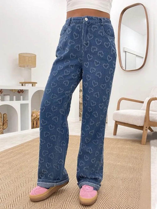 Heart Washed straight Leg Jeans Medium Trendsi ac5f7243-7f94-4fed-8893-8ebffc118f30-Max