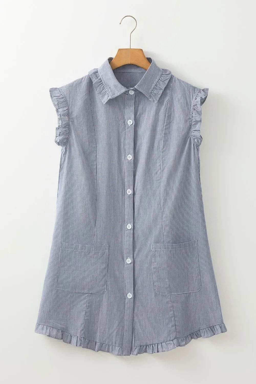Stripe Frilled Ruffled Cap Sleeve Button Up Mini Dress Trendsi ac66cc4a-915d-4b80-85e8-cbdddb181048-Max