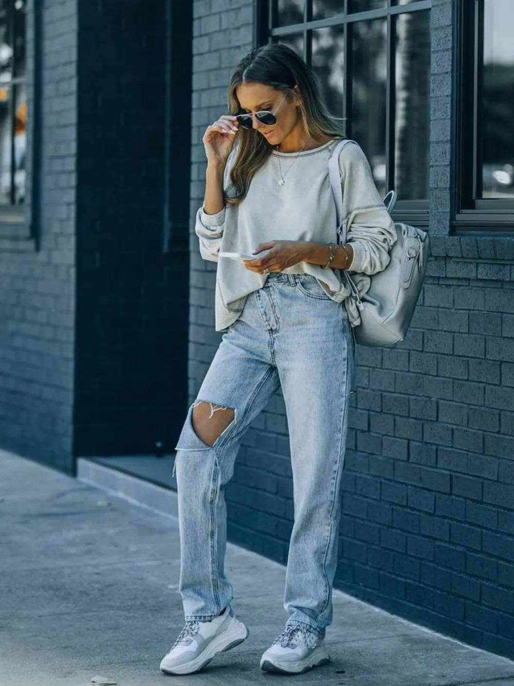 Distressed Asymmetric Waist Jeans Trendsi ac6e6b7d-9c06-4695-85a7-a00ed7dc8bf3-Max