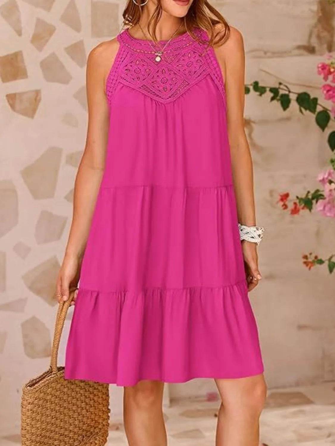 Ruffled Hem Lace Sleeveless Dress Hot Pink Trendsi ac7c5151-e4d7-4adc-9d6f-1d3f48ed1aa6-Max-Origin