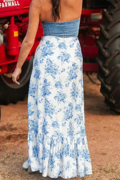 Split Asymmetrical Ruffled Printed Skirt Trendsi ac818b52-280f-41da-a812-36a4461325a6-Max