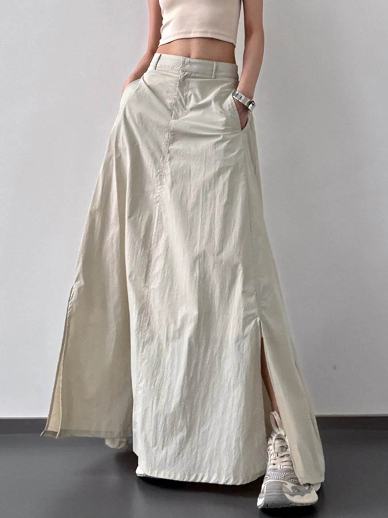 High Waist Slit Maxi Skirt Apricot Trendsi ac9f3025-9109-4c5c-b59e-7e68bfa47cc2-Max-Origin