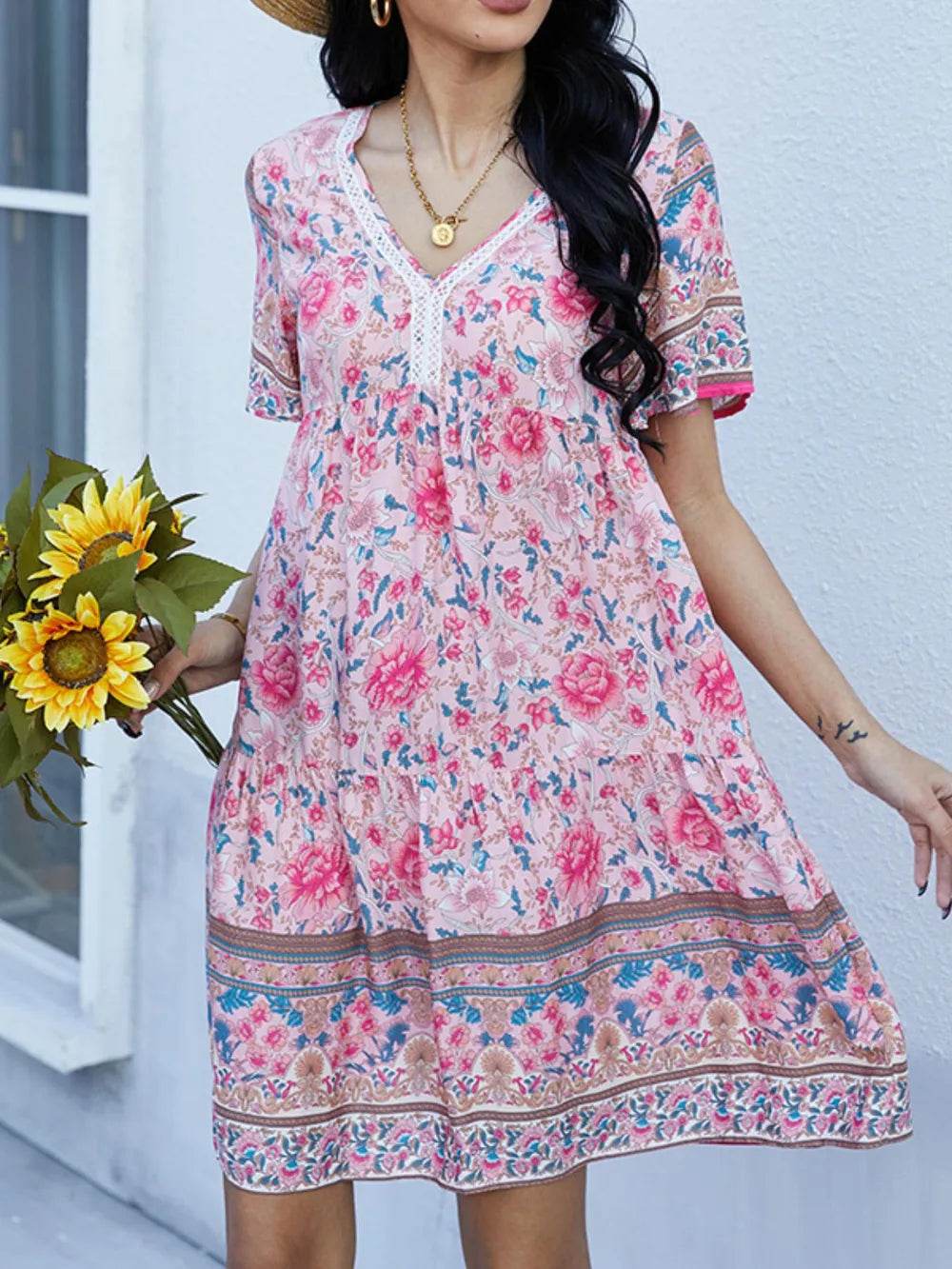 Floral Print V-Neck Summer Dress Blush Pink Trendsi acc5a9a4-4e6f-4789-b98b-f2a15bd8552a-Max