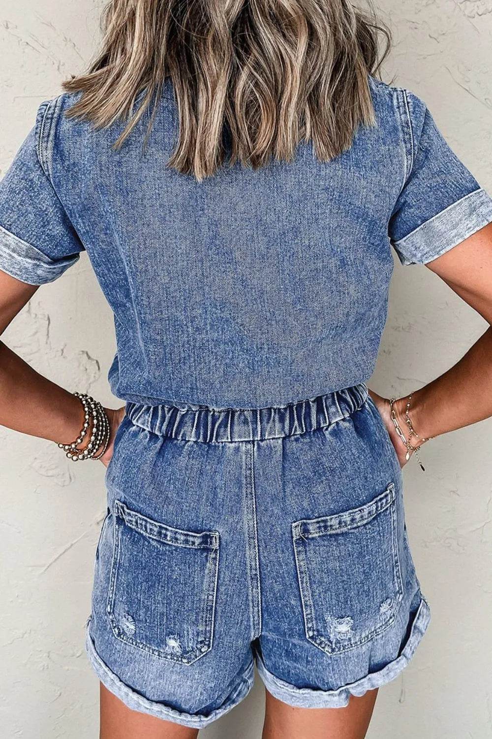 Chest Pocket Front Buttoned Folded Edge Denim Short Sleeve Romper Trendsi ad616200-4e81-410d-a635-32526f754cfa-Max-Origin