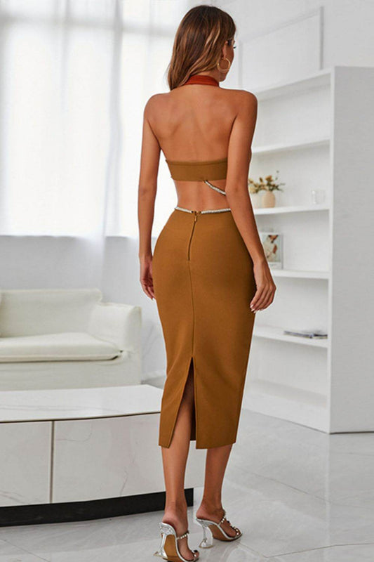 Rhinestone Halter Neck Cutout Slit Midi Dress Trendsi ad6a5ce002b2471595e2ae4c96f3f3e2-Max