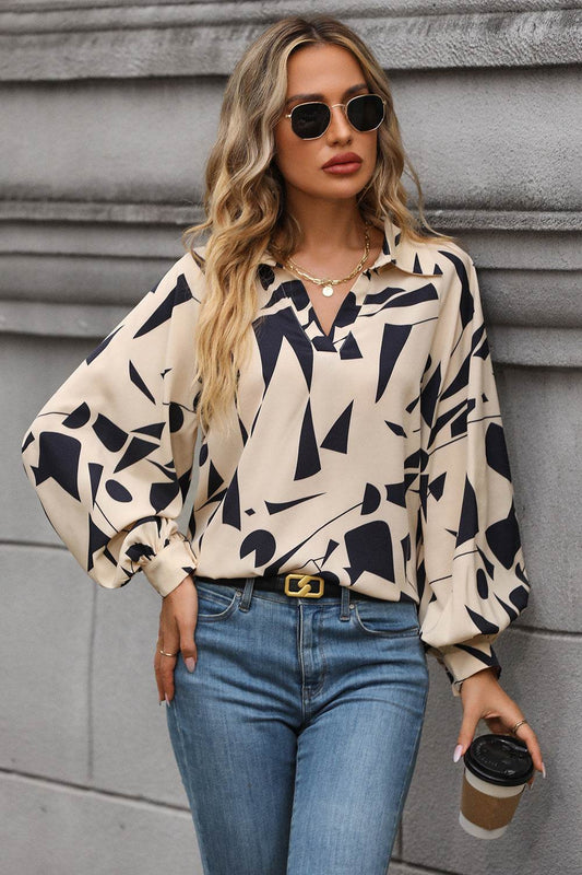 Perfee Printed Johnny Collar Blouse Cream Trendsi ad92af3a0e334a669a26f28da4e17eda-Max