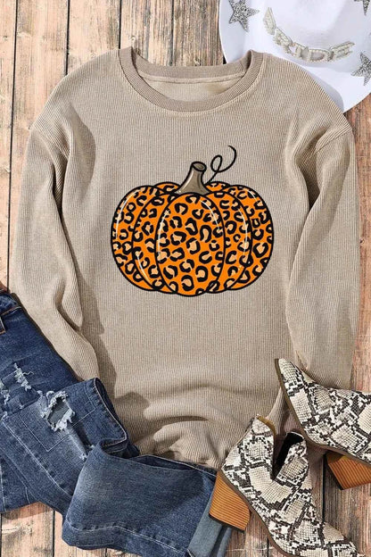 Pumpkin Round Neck Long Sleeve Sweatshirt Trendsi ad9ed466-3469-4439-8715-a59831a34768-Max