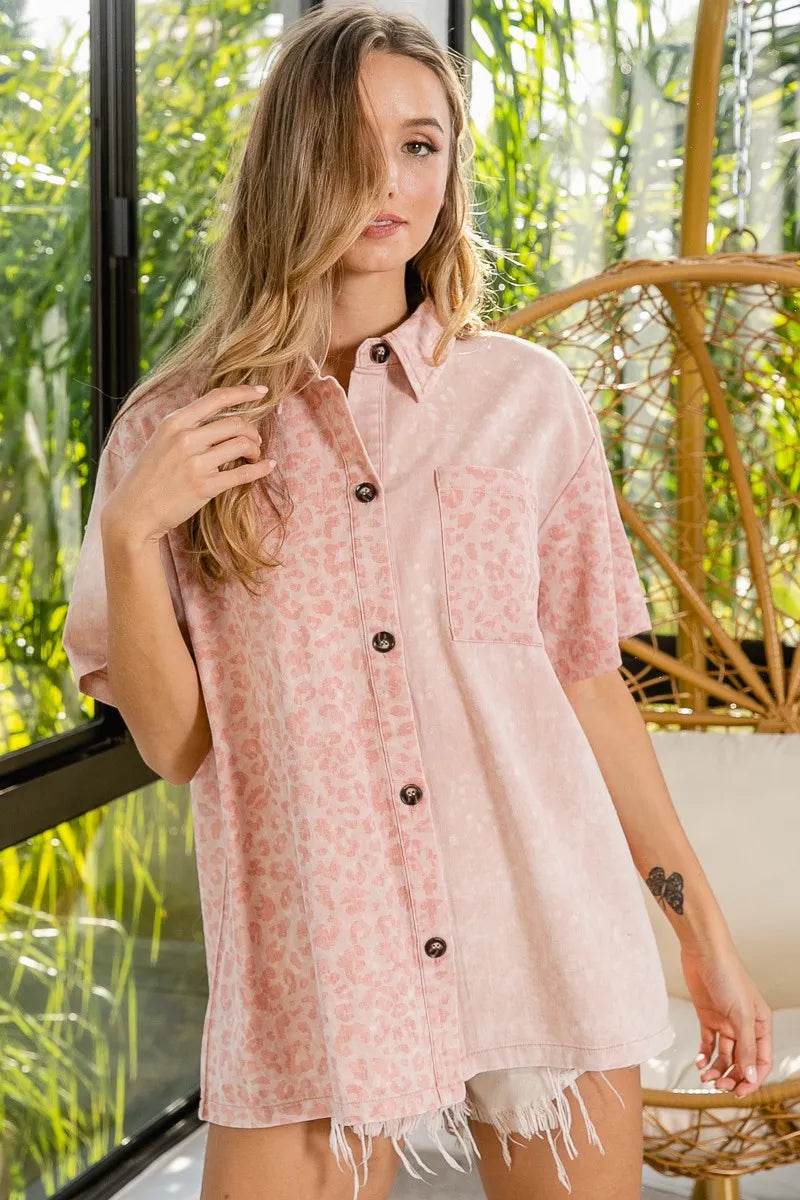 BiBi Mineral Washed Leopard Print Short Sleeve Shirt Trendsi adc9d5e9290848698bdf578511151aca-Max-Origin