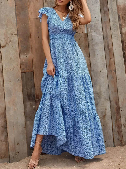 Printed V-Neck Ruffled Cap Sleeve Maxi Dress Sky Blue Trendsi ae20d0f7-5d8f-4148-8204-c62773d29cb2-Max-Origin