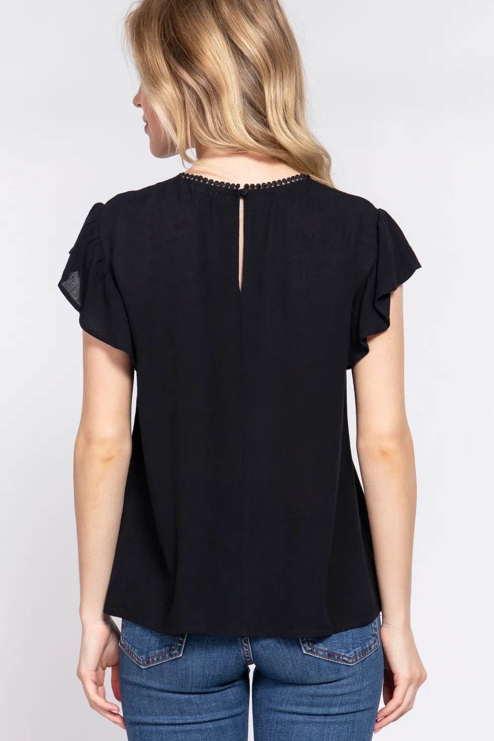 ACTIVE BASIC Ruffle Short Sleeve Crochet Blouse Trendsi ae55d512-289c-453c-8598-0b27cf9a35f0-Max