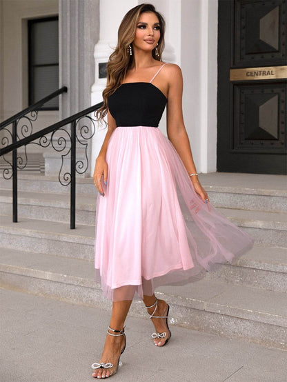 Two-Tone Spaghetti Strap Mesh Dress Trendsi ae628cf184c34e64a93ec6eab234d612-Max