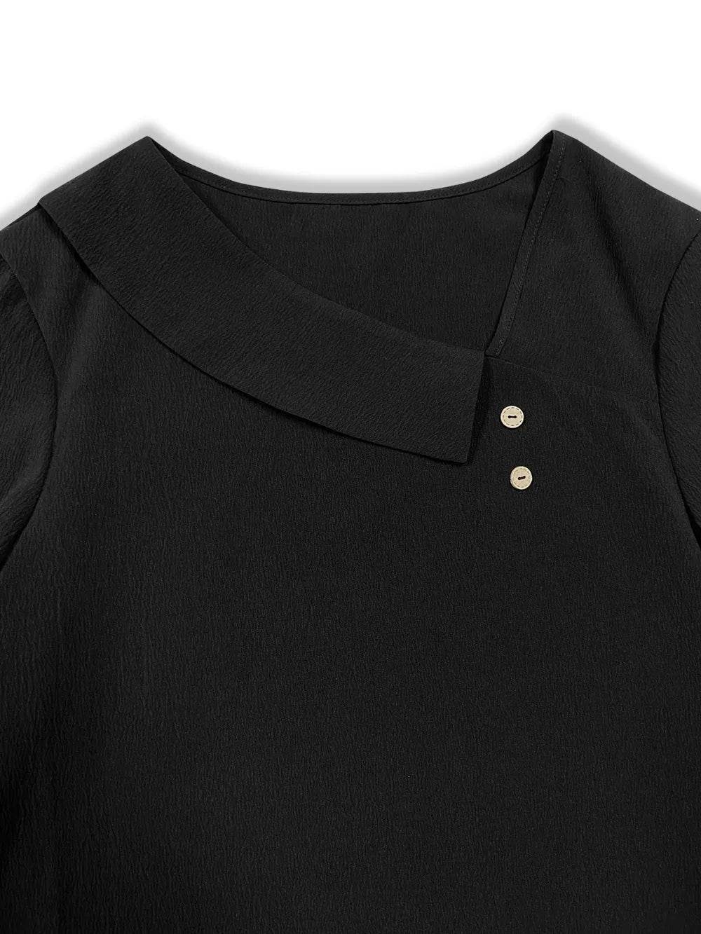 Asymmetrical Neck Long Sleeve Blouse Trendsi ae72a77bd91542bd80e1f1cb5c0003f7-Max