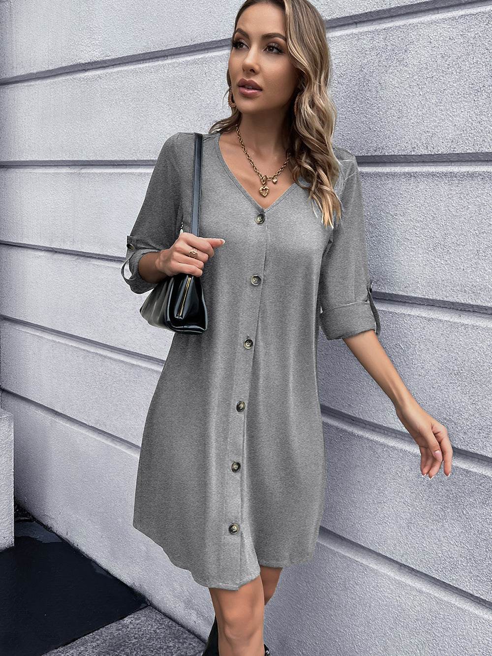 Ivy Lane Button Down V-Neck Mini Dress Trendsi aeafeb0b23074d6ebec99119ee193a32-Max