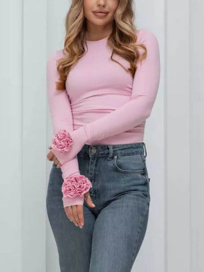 Flower Round Neck Long Sleeve T-Shirt Trendsi aed6c61a-bbda-47dc-a926-0ba3f1f5e93f-Max-Origin