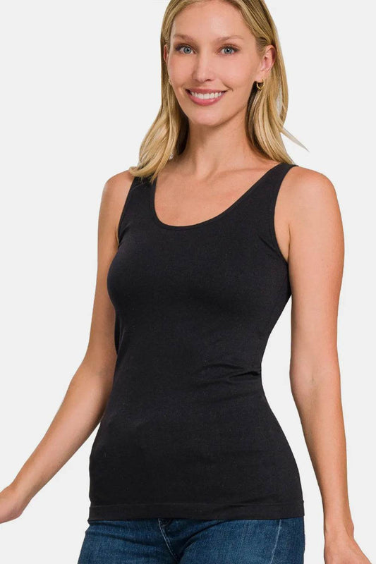Zenana FRONT & BACK 2-WAY V-NECK / U-NECK SEAMLESS TANK BLACK Trendsi aee6069f-47ea-49b3-a94d-1320f3903fe8-Max