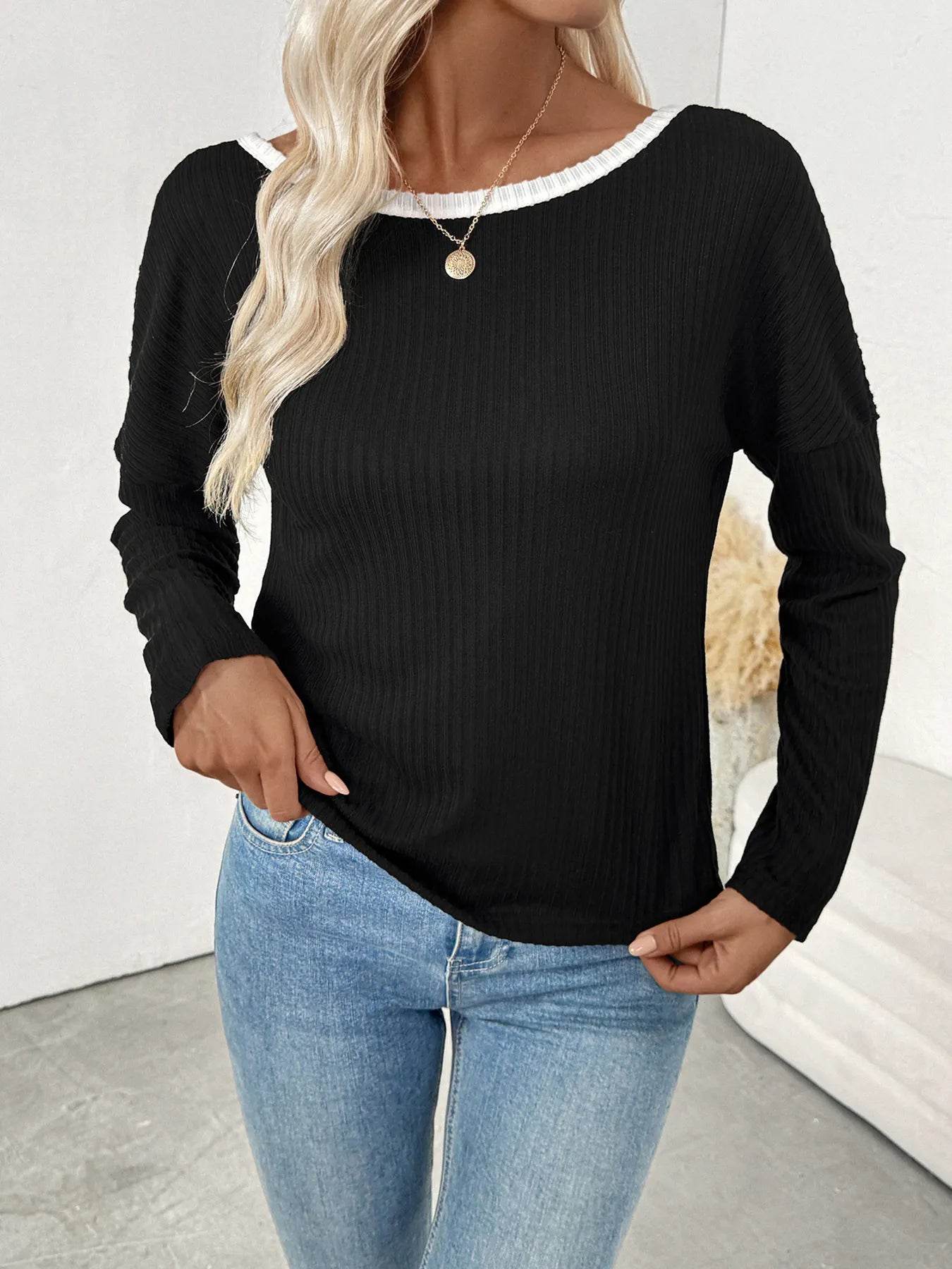 Tie Back Long Sleeve Top Trendsi af4d1cd4e7614408a45cba9399fb222a-Max-Origin