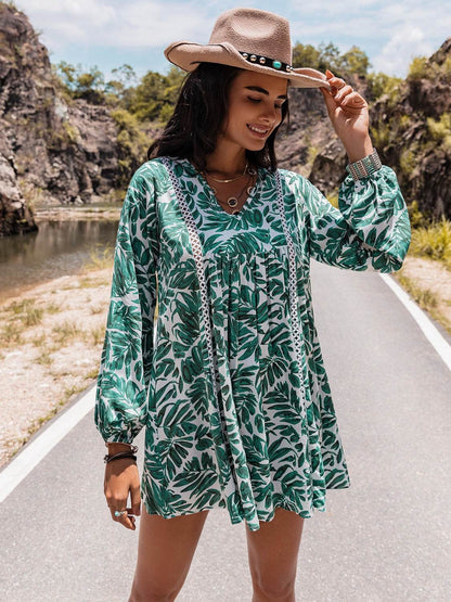Long Sleeve V-Neck Mini Dress Trendsi af737b1b375140cda72d2e0a75fa0837-Max