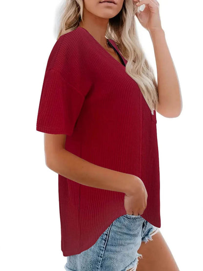 Ribbed V-Neck Oversized T-Shirt Trendsi af8d796b45c74f8e980a4f04bee1d7ad-Max-Origin