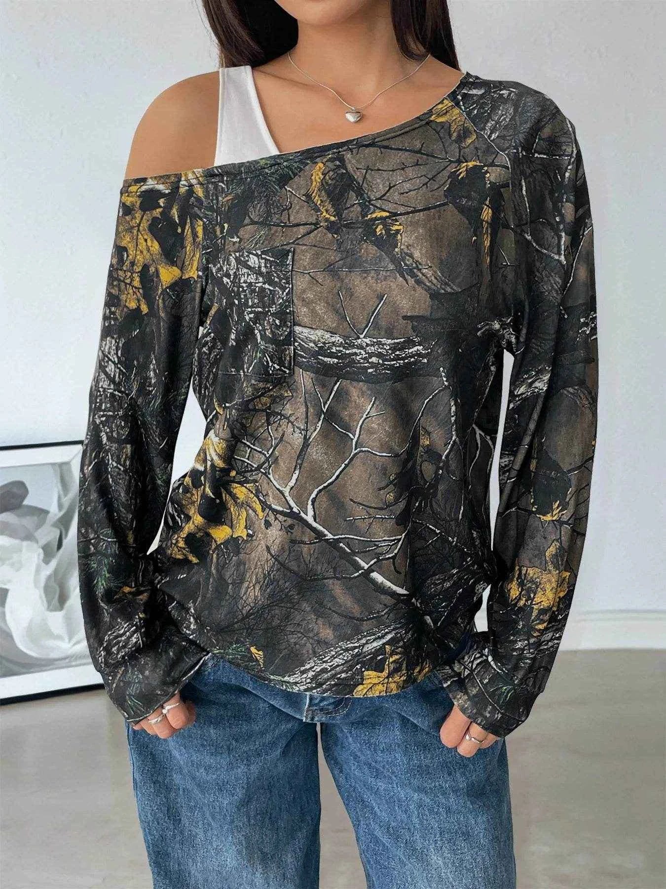 Asymmetrical Neck Printed Long Sleeve Top Army Green Trendsi af9b10fa54ee47a6ae7fe27221e623af-Max-Origin